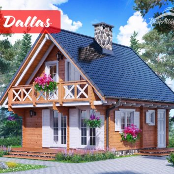 Drevená chata DALLAS s rozmerom 600x830 cm a podkrovím