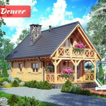 Drevená chata DENVER s rozmerom 520x905 cm a podkrovím