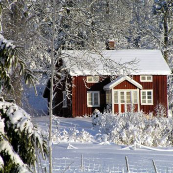 house and snow