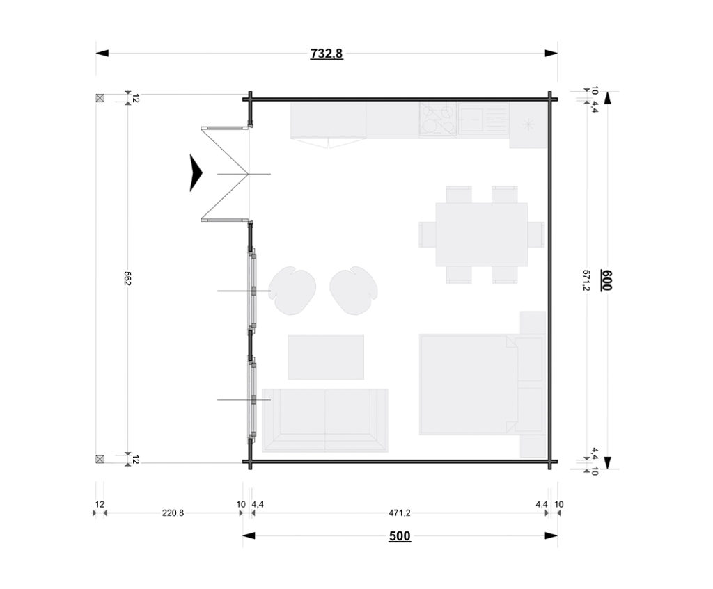 Záhradný domček MONTE CARLO pôdorys
