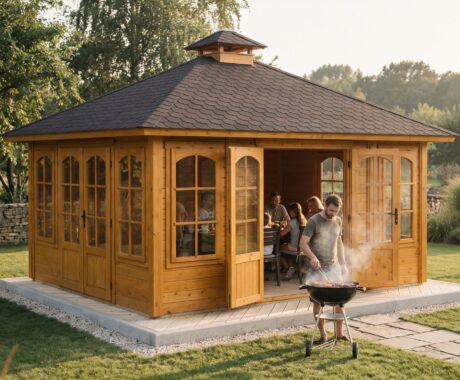 Altánok NORFOLK – vizualizácia: večerná grilovačka s priateľmi