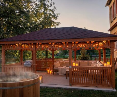Drevený altánok OREGON – vírivka a wellness večer (vizualizácia)